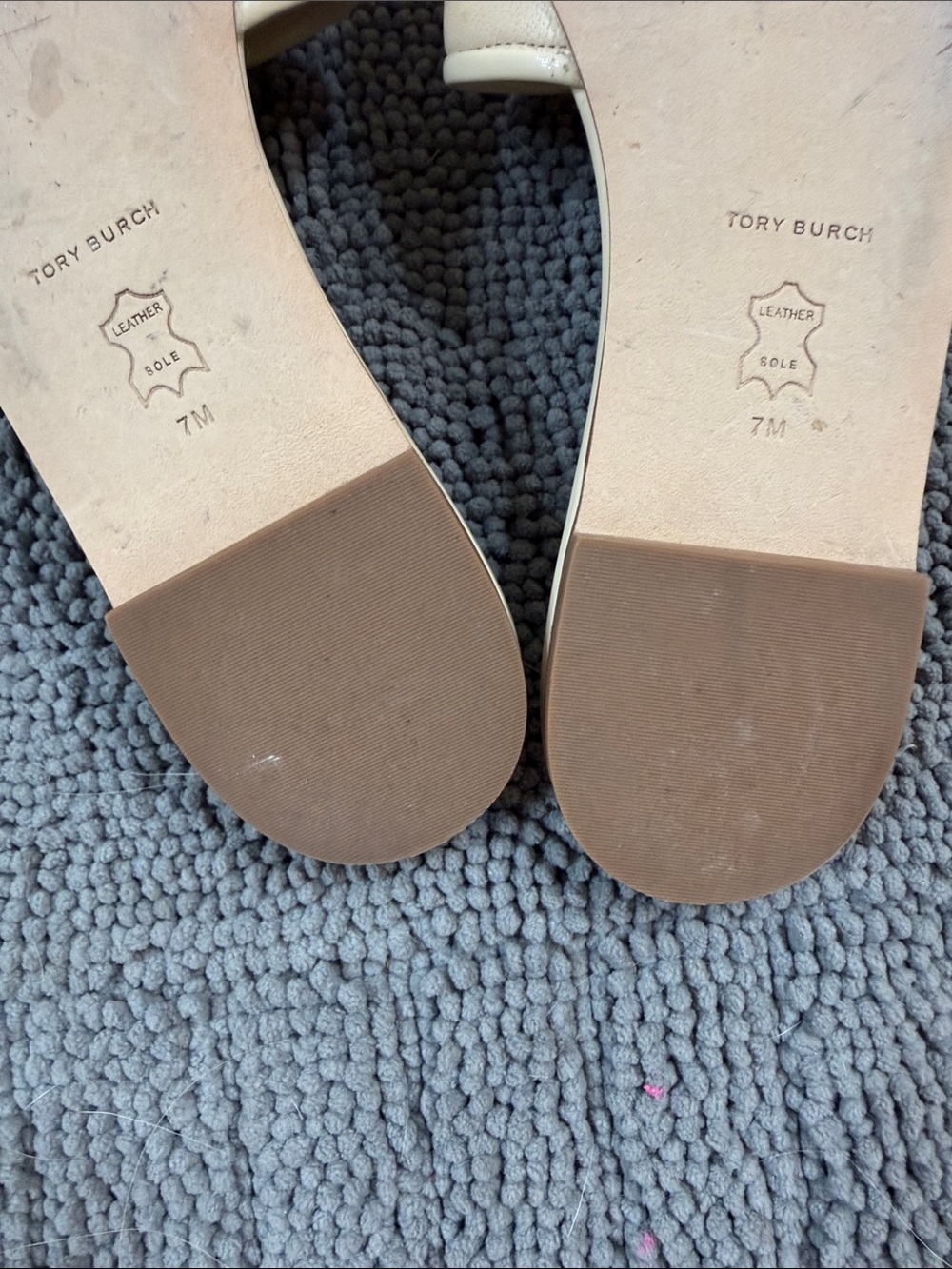 Tory Burch Eleanor Cream Leather Slide Mules with Gold Logo size 7 - Picture 5 of 9